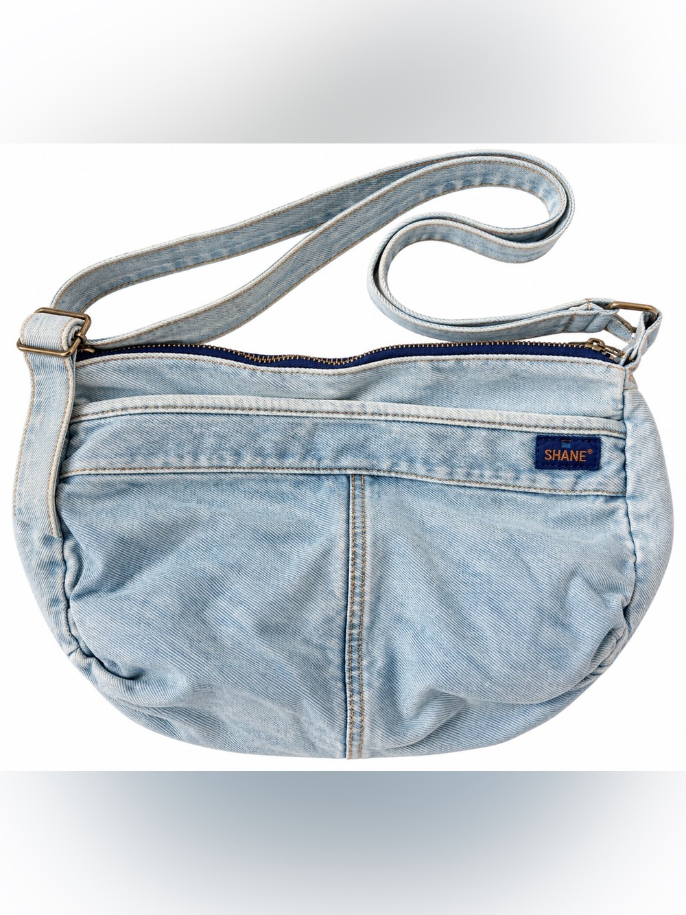 Shane Light Wash Denim Crossbody Hobo Bag Y2K Slouchy Jean Purse